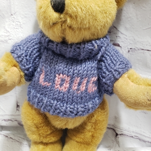 Boyd's Bears 9 Inch Brown Posable Bear With Love Sweater In Blue And Pink - Picture 4 of 8